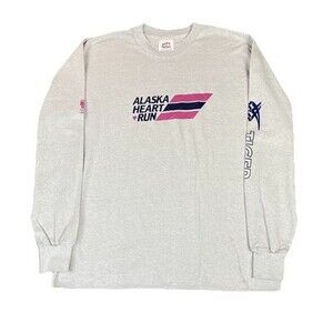 Vintage 80's Alaska Heart Run Single Stitch T-Shirt L Retro 1987 Asics Marathon